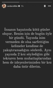 serdar ali çelikler sunuculuğu ara veriyor.