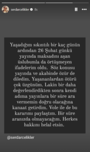 serdar ali çelikler özür diledi ve yayınlara ara verdi